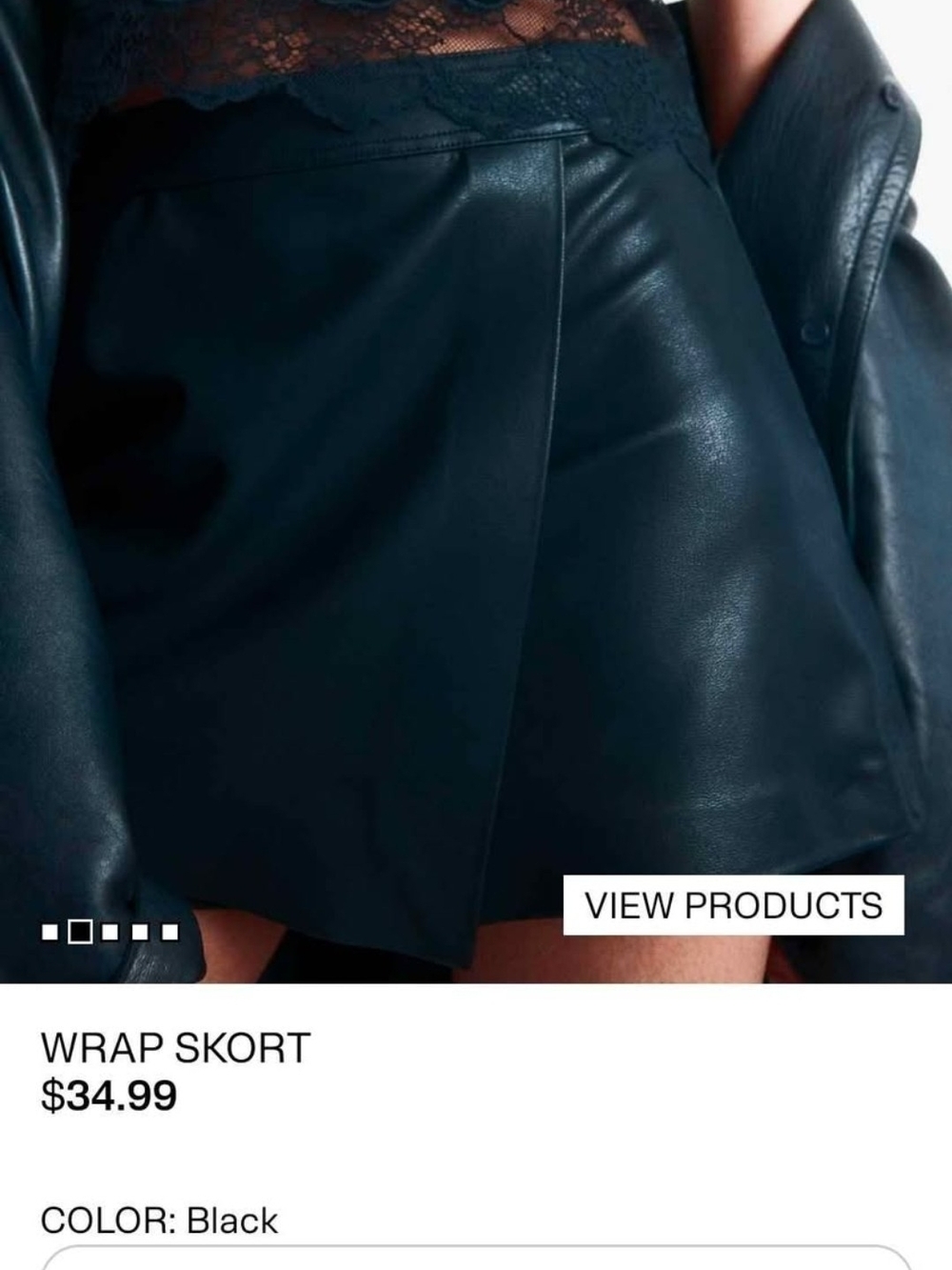 H&M Black Faux Leather Skort-shorts with Textured Lining